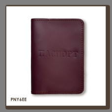 PNY6EE Babylon Обкладинка для паспорта з написом ПАСПОРТ 10x14 см бордова, чисте тиснення, шкіра
