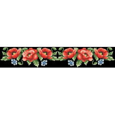 ПС003шЧнннн Барвиста вишиванка Заготовка для вишивки - Пояс жіночий Троянди і незабудки р.42-54 шовк, чорний