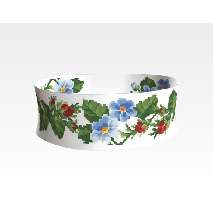 ПС007кБнннн Пояс жіночий, атлас-коттон, білий. Барвиста вишиванка. Заготовка для вишивки бісером