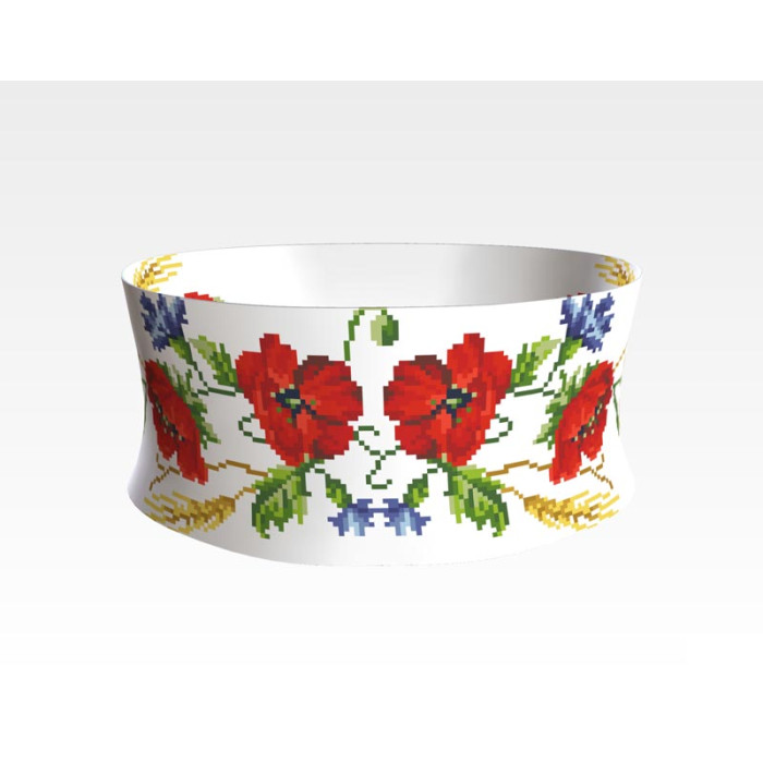 ПС013кБнннн Пояс жіночий, атлас-коттон, білий. Барвиста вишиванка. Заготовка для вишивки бісером