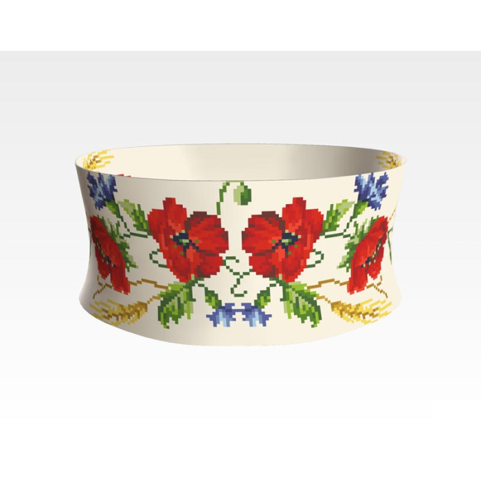 ПС013кМнннн Пояс жіночий, атлас-коттон, бежевий. Барвиста вишиванка. Заготовка для вишивки бісером