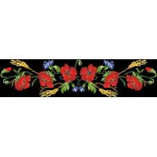 ПС013шЧнннн Барвиста вишиванка Заготовка для вишивки - Пояс жіночий Маки і незабудки. Молодіжна р.42-54 шовк, чорний