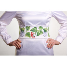 ПС016пБнннн Барвиста вишиванка Заготовка для вишивки - Пояс жіночий Цвіт калини р.42-54 габардин, білий