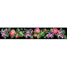 ПС022шЧнннн Барвиста вишиванка Заготовка для вишивки - Пояс жіночий Королівські квіти р.42-54 шовк, чорний