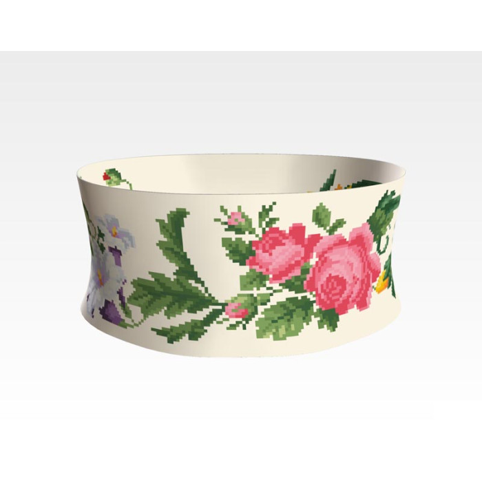 ПС023кМнннн Пояс жіночий, атлас-коттон, бежевий. Барвиста вишиванка. Заготовка для вишивки бісером