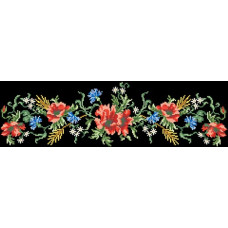 ПС026шЧнннн Барвиста вишиванка Заготовка для вишивки - Пояс жіночий Романтичні троянди р.42-54 шовк, чорний