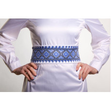 ПС031пБнннн Барвиста вишиванка Заготовка для вишивки - Пояс жіночий Ніжність р.42-54 габардин, білий