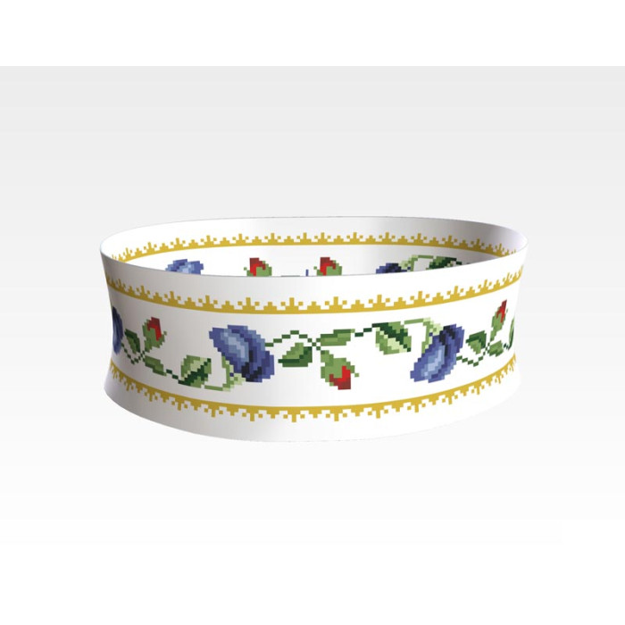 ПС035кБнннн Пояс жіночий, атлас-коттон, білий. Барвиста вишиванка. Заготовка для вишивки бісером