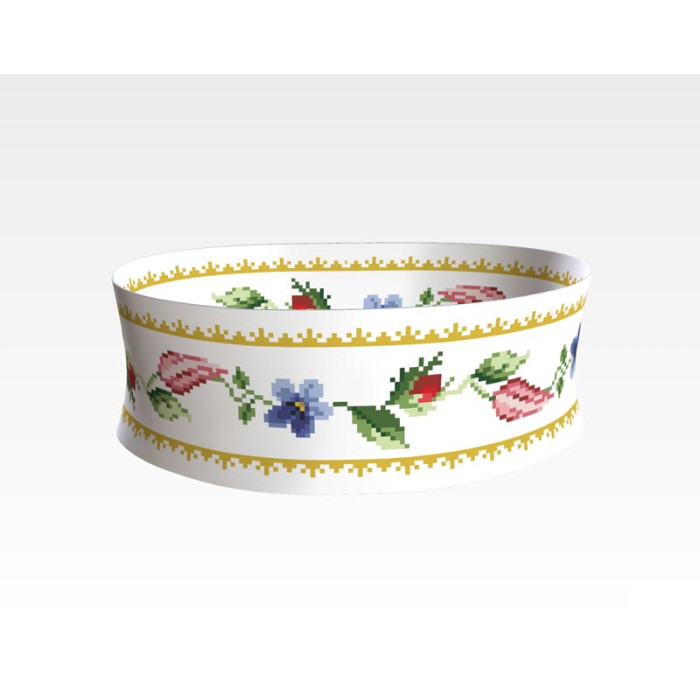 ПС036кБнннн Пояс жіночий, атлас-коттон, білий. Барвиста вишиванка. Заготовка для вишивки бісером