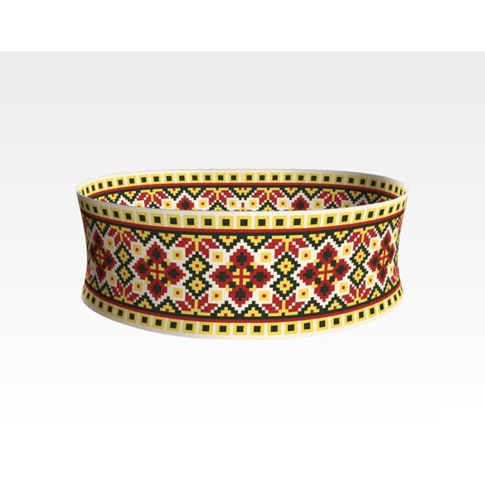 ПС039кМнннн Пояс жіночий, атлас-коттон, бежевий. Барвиста вишиванка. Заготовка для вишивки бісером