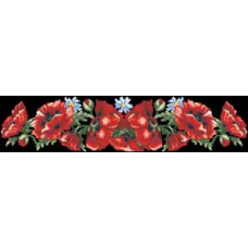 ПС041шЧнннн Барвиста вишиванка Заготовка для вишивки - Пояс жіночий Маки рожеві р.42-54 шовк, чорний