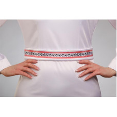ПС046пБнннн Барвиста вишиванка Заготовка для вишивки - Пояс жіночий Берегиня р.42-54 габардин, білий