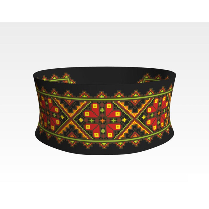 ПС047кЧнннн Пояс жіночий, атлас-коттон, чорний. Барвиста вишиванка. Заготовка для вишивки бісером