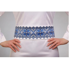 ПС048пБнннн Барвиста вишиванка Заготовка для вишивки - Пояс жіночий Весняна р.42-54 габардин, білий