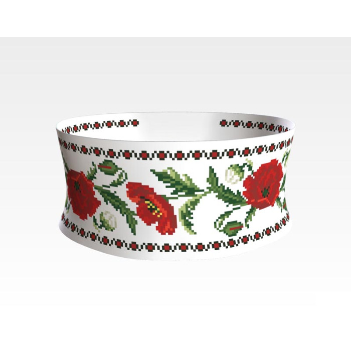 ПС050кБнннн Пояс жіночий, атлас-коттон, білий. Барвиста вишиванка. Заготовка для вишивки бісером