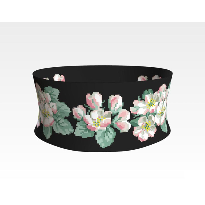 ПС052кЧнннн Пояс жіночий, атлас-коттон, чорний. Барвиста вишиванка. Заготовка для вишивки бісером