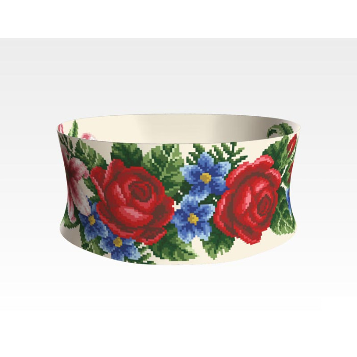 ПС055кМнннн Пояс жіночий, атлас-коттон, бежевий. Барвиста вишиванка. Заготовка для вишивки бісером