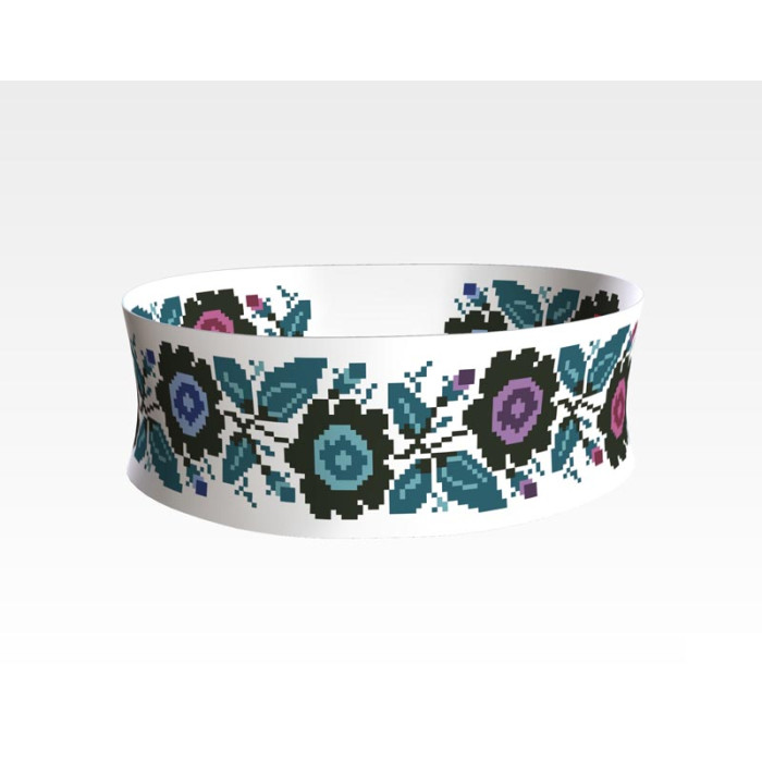 ПС060кБнннн Пояс жіночий, атлас-коттон, білий. Барвиста вишиванка. Заготовка для вишивки бісером