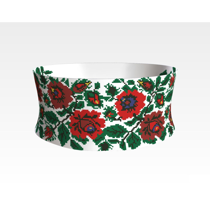 ПС062кБнннн Пояс жіночий, атлас-коттон, білий. Барвиста вишиванка. Заготовка для вишивки бісером