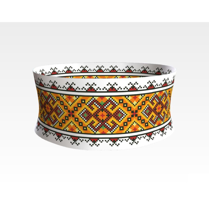 ПС063кБнннн Пояс жіночий, атлас-коттон, білий. Барвиста вишиванка. Заготовка для вишивки бісером