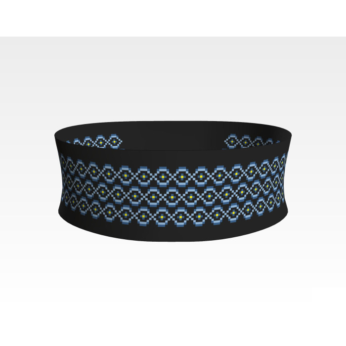 ПС067кЧнннн Пояс жіночий, атлас-коттон, чорний. Барвиста вишиванка. Заготовка для вишивки бісером