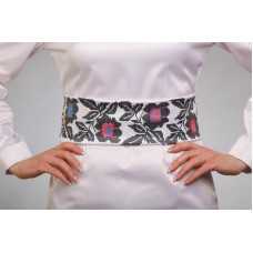 ПС069пБнннн Барвиста вишиванка Заготовка для вишивки - Пояс жіночий Зоряна р.42-54 габардин, білий