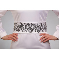 ПС072пБнннн Барвиста вишиванка Заготовка для вишивки - Пояс жіночий Лілея р.42-54 габардин, білий