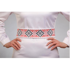 ПС078пБнннн Барвиста вишиванка Заготовка для вишивки - Пояс жіночий Елегантна р.42-54 габардин, білий