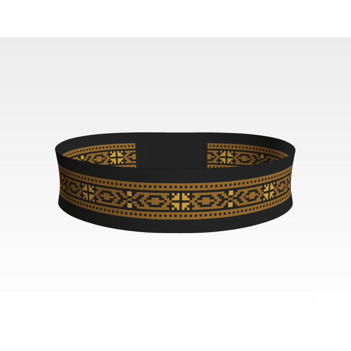 ПС079кЧнннн Пояс жіночий, атлас-коттон, чорний. Барвиста вишиванка. Заготовка для вишивки бісером