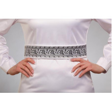 ПС081пБнннн Барвиста вишиванка Заготовка для вишивки - Пояс жіночий Троянди монохром р.42-54 габардин, білий