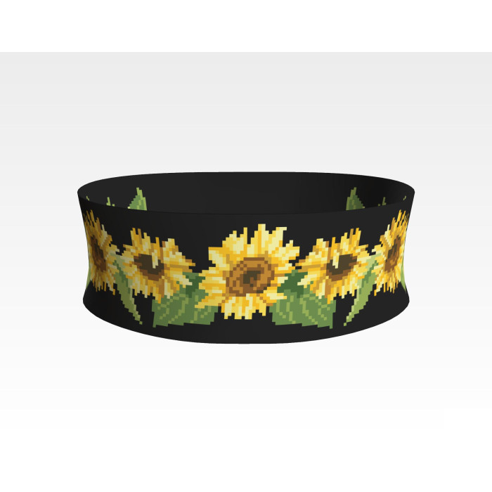 ПС084кЧнннн Пояс жіночий, атлас-коттон, чорний. Барвиста вишиванка. Заготовка для вишивки бісером