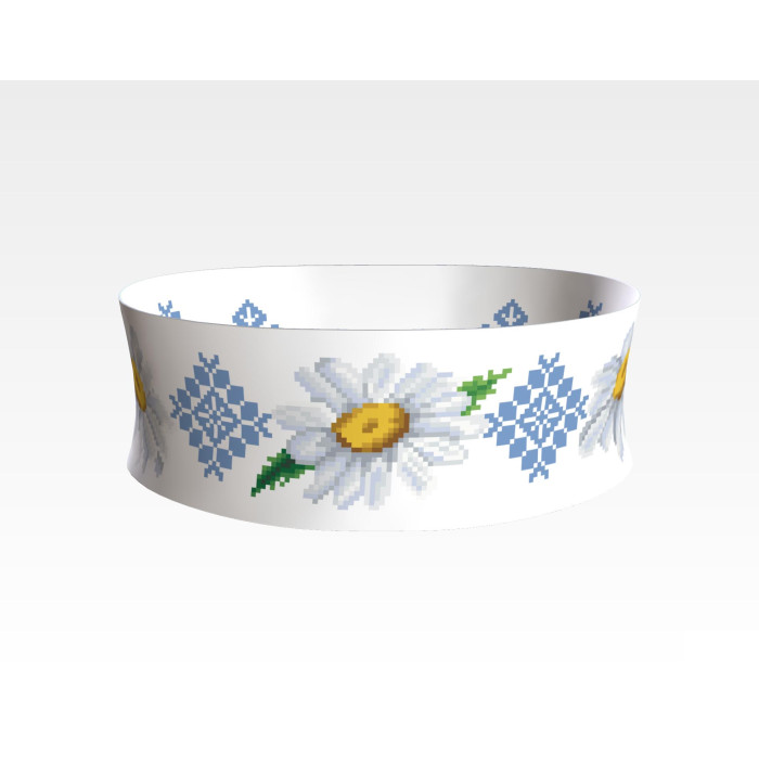 ПС088кБнннн Пояс жіночий, атлас-коттон, білий. Барвиста вишиванка. Заготовка для вишивки бісером