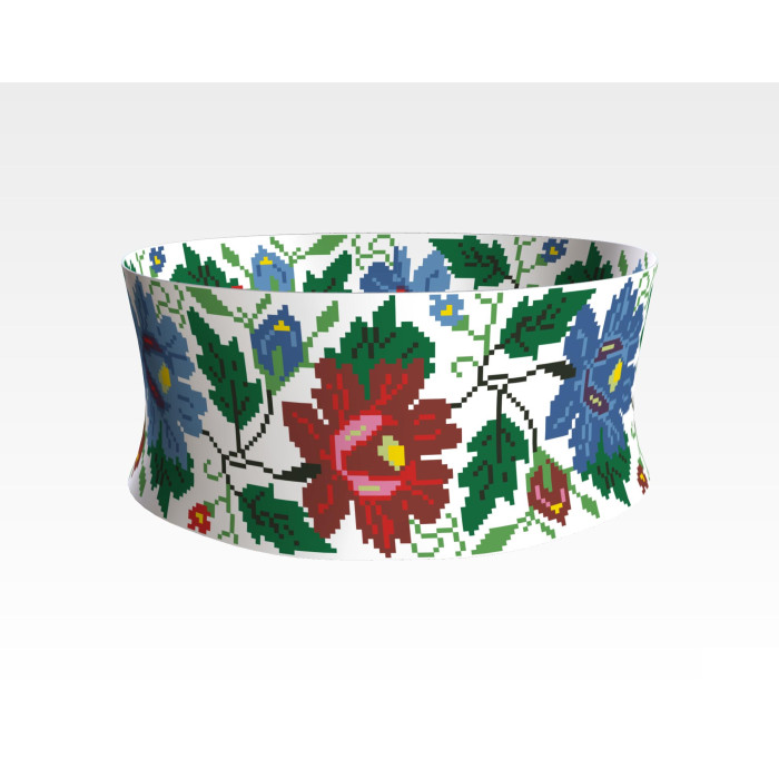 ПС092кБнннн Пояс жіночий, атлас-коттон, білий. Барвиста вишиванка. Заготовка для вишивки бісером