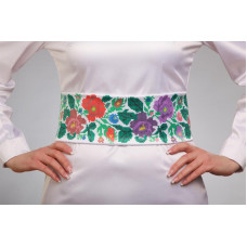 ПС094пБнннн Барвиста вишиванка Заготовка для вишивки - Пояс жіночий Буковинський край р.42-54 габардин, білий