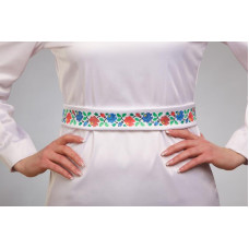 ПС096пБнннн Барвиста вишиванка Заготовка для вишивки - Пояс жіночий Буковинська сучасна р.42-54 габардин, білий