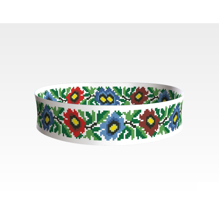 ПС097кБнннн Пояс жіночий, атлас-коттон, білий. Барвиста вишиванка. Заготовка для вишивки бісером