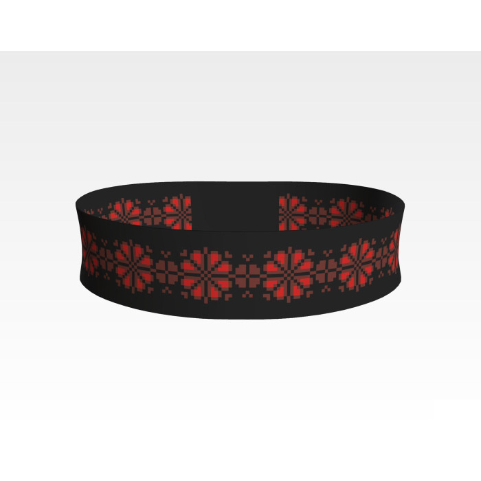 ПС108кЧнннн Пояс жіночий, атлас-коттон, чорний. Барвиста вишиванка. Заготовка для вишивки бісером