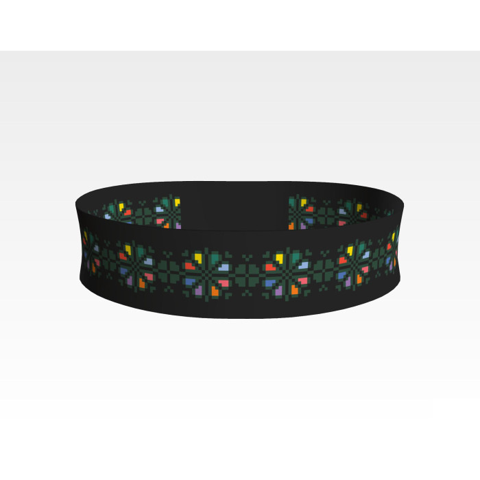 ПС112кЧнннн Пояс жіночий, атлас-коттон, чорний. Барвиста вишиванка. Заготовка для вишивки бісером