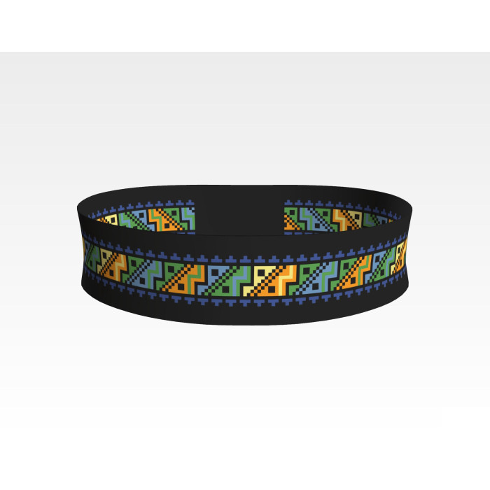 ПС124кЧнннн Пояс жіночий, атлас-коттон, чорний. Барвиста вишиванка. Заготовка для вишивки бісером