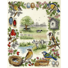 PSC52 Anchor Набір для вишивки рахунковим хрестиком - Лісові птахи Birds Sampler 20x26 см, Aida 16