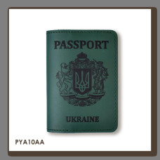 PYA10AA Babylon Обкладинка для паспорта Passport з великим Гербом 10x14 см зелена, чорне тиснення, шкіра