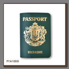 PYA10DD Babylon Обкладинка для паспорта Passport з великим Гербом 10x14 см зелена, золоте тиснення, шкіра