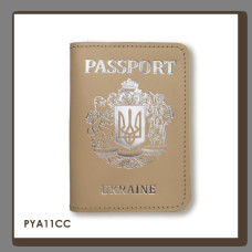 PYA11CC Babylon Обкладинка для паспорта Passport з великим Гербом 10x14 см бежева, срібне тиснення, шкіра