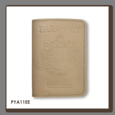 PYA11EE Babylon Обкладинка для паспорта Passport з великим Гербом 10x14 см бежева, чисте тиснення, шкіра