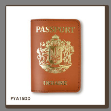 PYA15DD Babylon Обкладинка для паспорта Passport з великим Гербом 10x14 см теракотова, золоте тиснення, шкіра