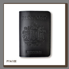 PYA1EE Babylon Обкладинка для паспорта Passport з великим Гербом 10x14 см чорна, чисте тиснення, шкіра