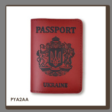 PYA2AA Babylon Обкладинка для паспорта Passport з великим Гербом 10x14 см червона, чорне тиснення, шкіра