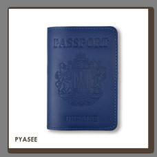 PYA5EE Babylon Обкладинка для паспорта Passport з великим Гербом 10x14 см синя, чисте тиснення, шкіра