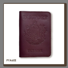 PYA6EE Babylon Обкладинка для паспорта Passport з великим Гербом 10x14 см бордова, чисте тиснення, шкіра