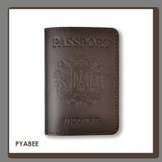 PYA8EE Babylon Обкладинка для паспорта Passport з великим Гербом 10x14 см темно-коричнева, чисте тиснення, шкіра